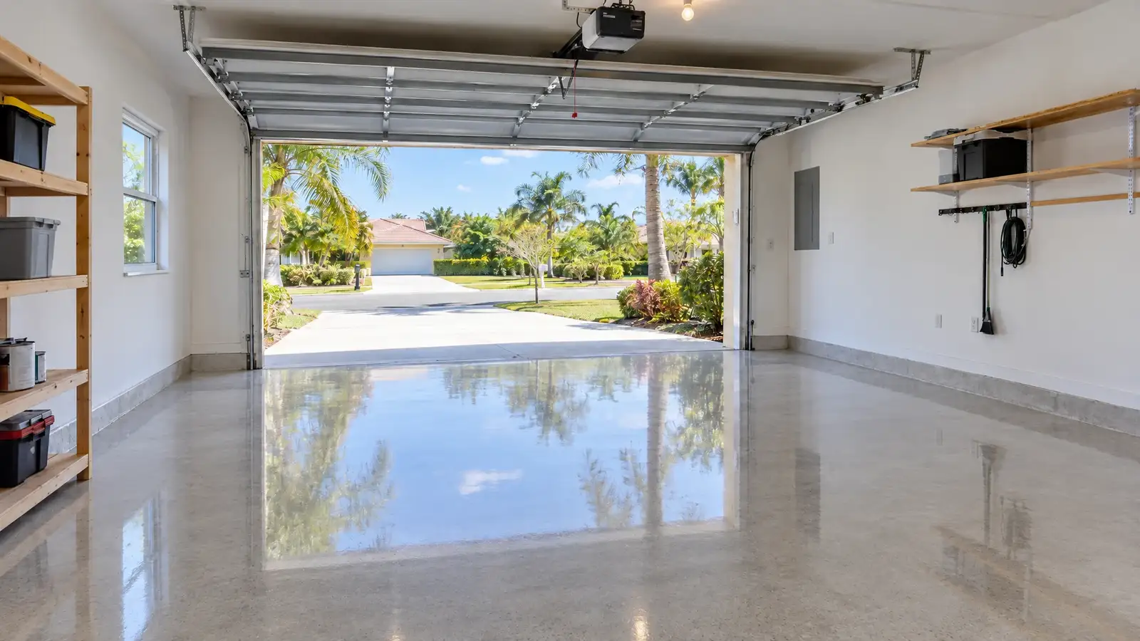After: A garage floor before and after polishing