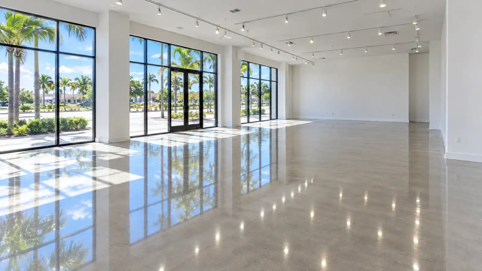 After: A retail store floor before and after polishing