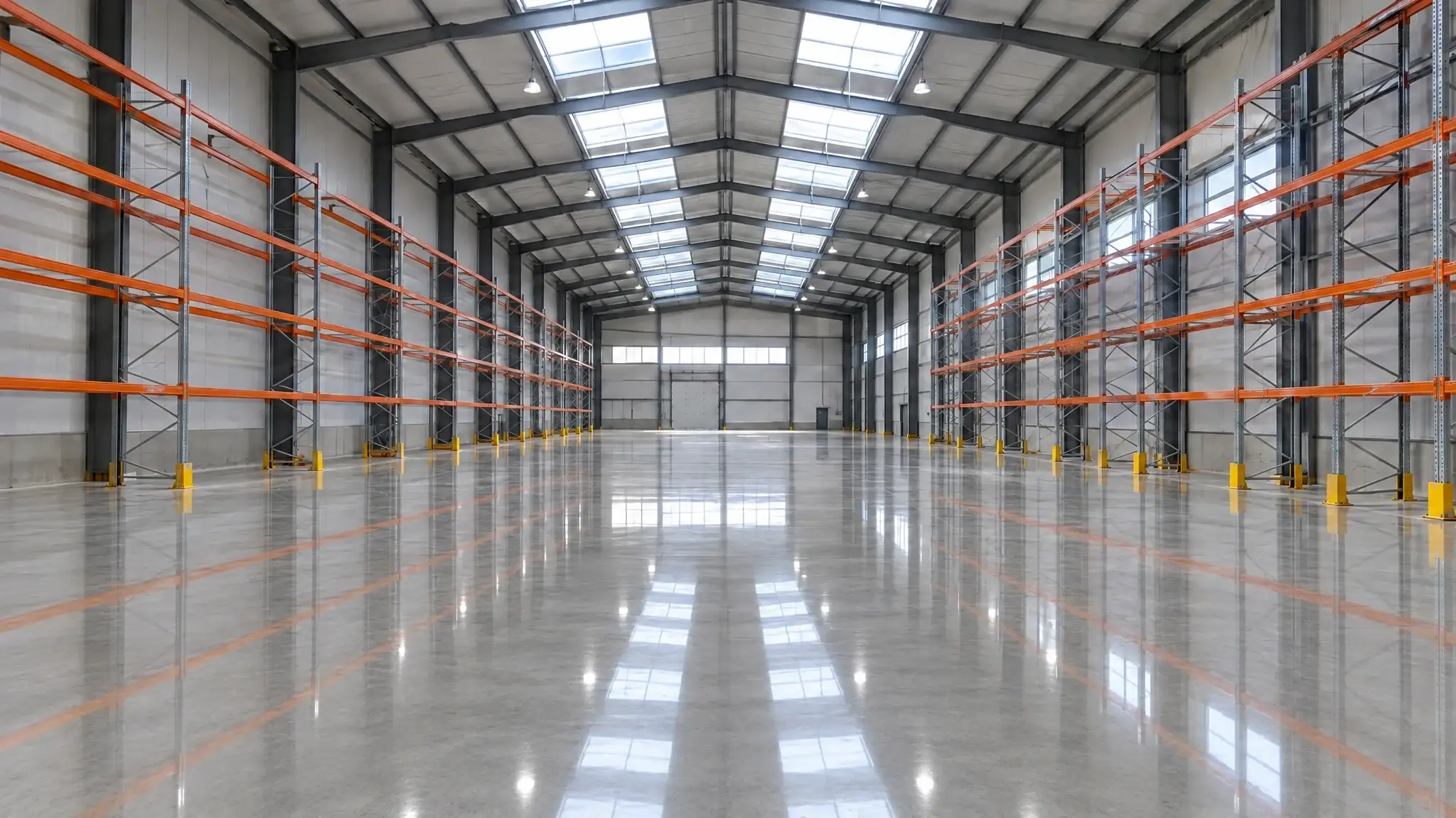 The same warehouse floor mirror polished