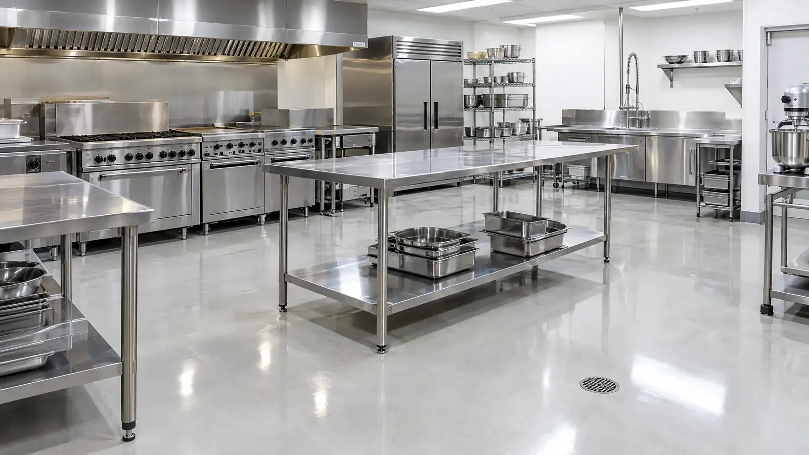Food Processing and Commercial Kitchen Floors by Mirror Finish Concrete